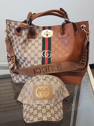 Gucci designer purse with matching hat