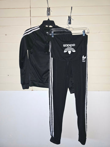 Adidas Black, and, White joggers set