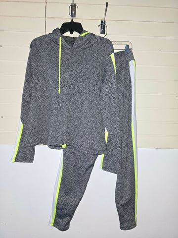 Gray, white and lime green joggers set
